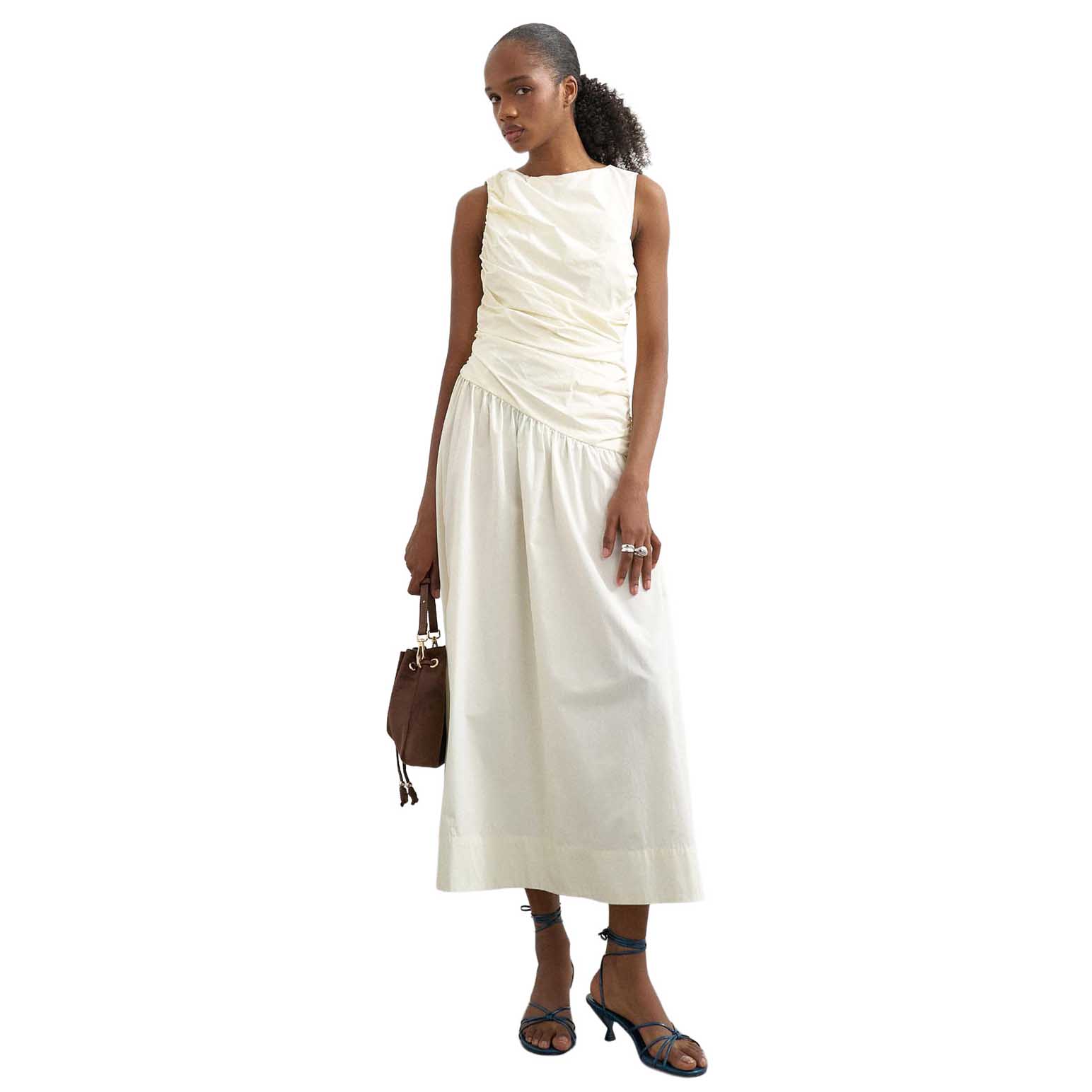 TOPSHOP Caros Poplin Ruched Maxi Dress